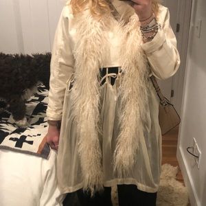 Adrienne Landau Cream Mongolian Lamb Fur Boa / Scarf Luxe Statement Piece